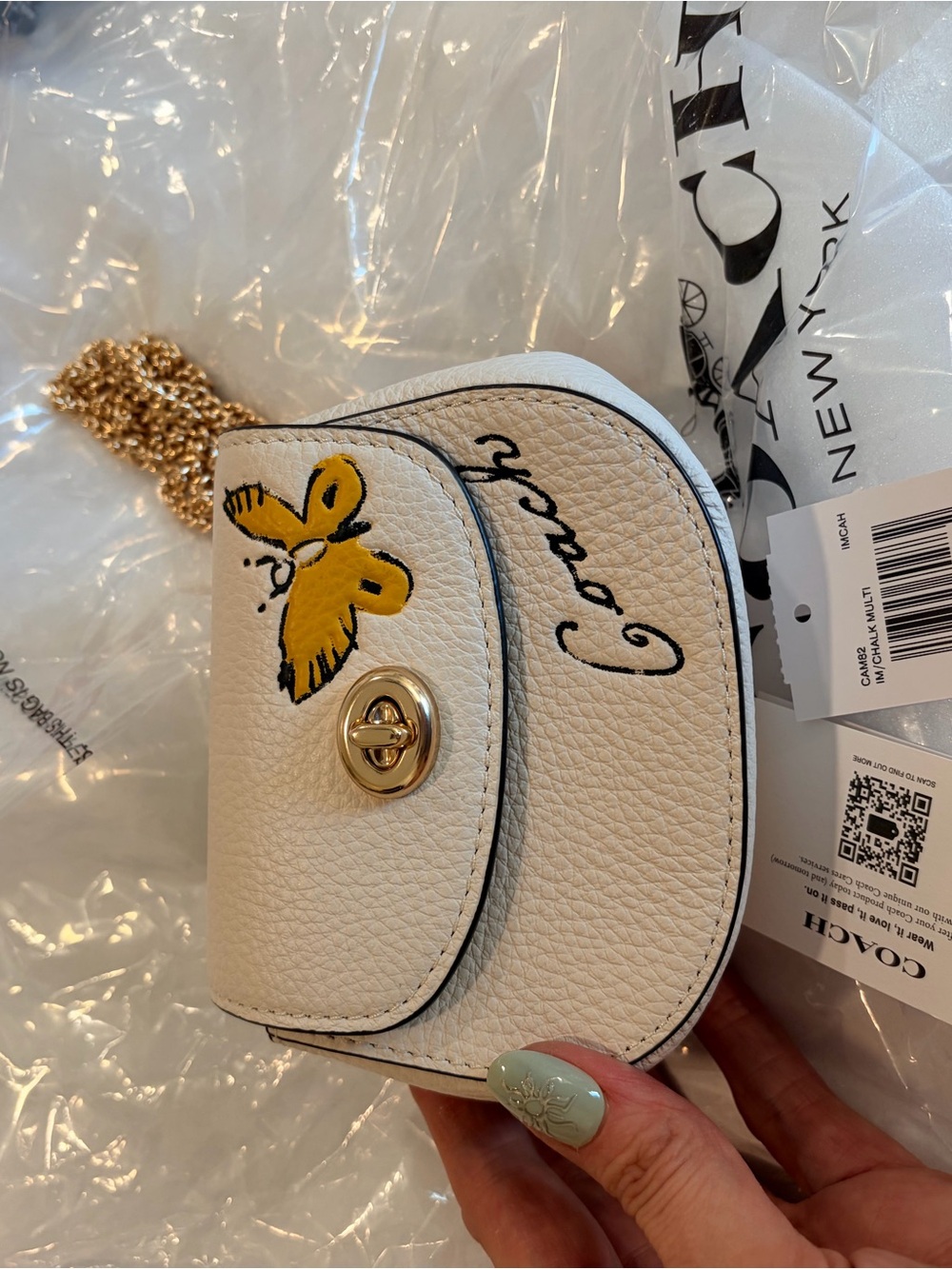 Coach White Mini Crossbody with Yellow Butterflt Detail